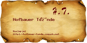 Hofbauer Tünde névjegykártya